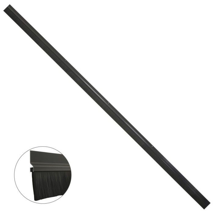 Burlete Para Puertas De Garaje Aluminio Negro Con Cepillo 2,5 m, Cepillo De Puerta, Burlete Garaje, Burlete Cepillo Cochera al p