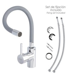 Grifo Monomando Fregadero Flexible Caño Alto, Grifo De Cocina Flexible Caño Alto,Cartucho ceramico Ø 35 mm,