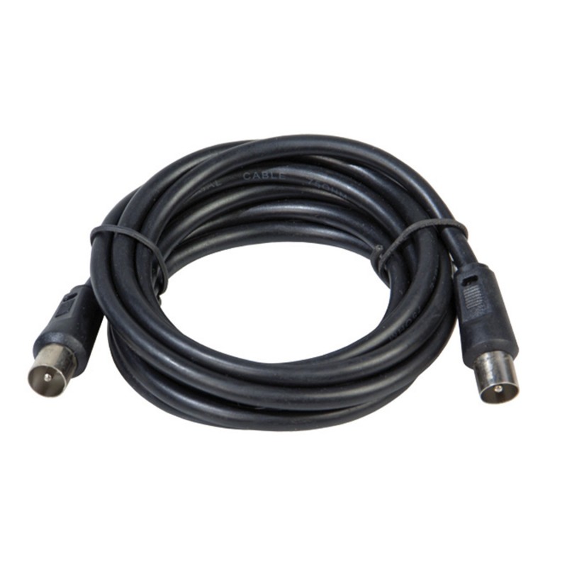 ProlongaciónTV Video Macho-Macho 2 metros / Ø 9,5 mm, Con Adaptador Macho-Hembra Color Negro