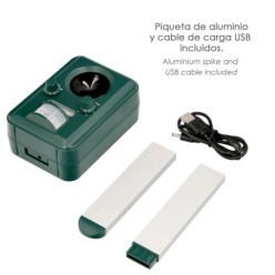 Ahuyentador Ultrasonidos Animales Funcionamiento Solar / Usb, Ahuyenta Roedores, Ratones, Gatos, Perros, Aves, Pajaros, Etc