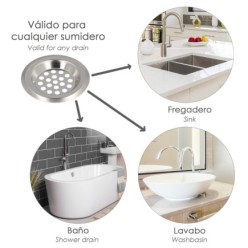 Filtro Cestillo Para Lavabo / Fregadero Inoxidable 6 cm,