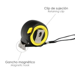 Flexometro Sistema Autolock Con Freno Automatico Longitud 5 Metros Ancho Cinta 25 mm, Magnetico, Cinta Metrica Freno Automatico
