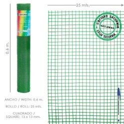 Malla Electrosoldada Plastificada Corral 13x13 / Altura 60 cm, / Rollo 25 metros