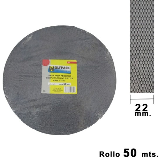 Cinta Persiana Wolfpack Gris 22 mm, Rollo 50 metros al por Mayor | Almacén de Ferretería