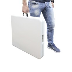 Mesa Plegable Rectangular HDPE Multifuncional, Portatil, Resistente,Multiusos 122x61x74 cm, Color Blanco
