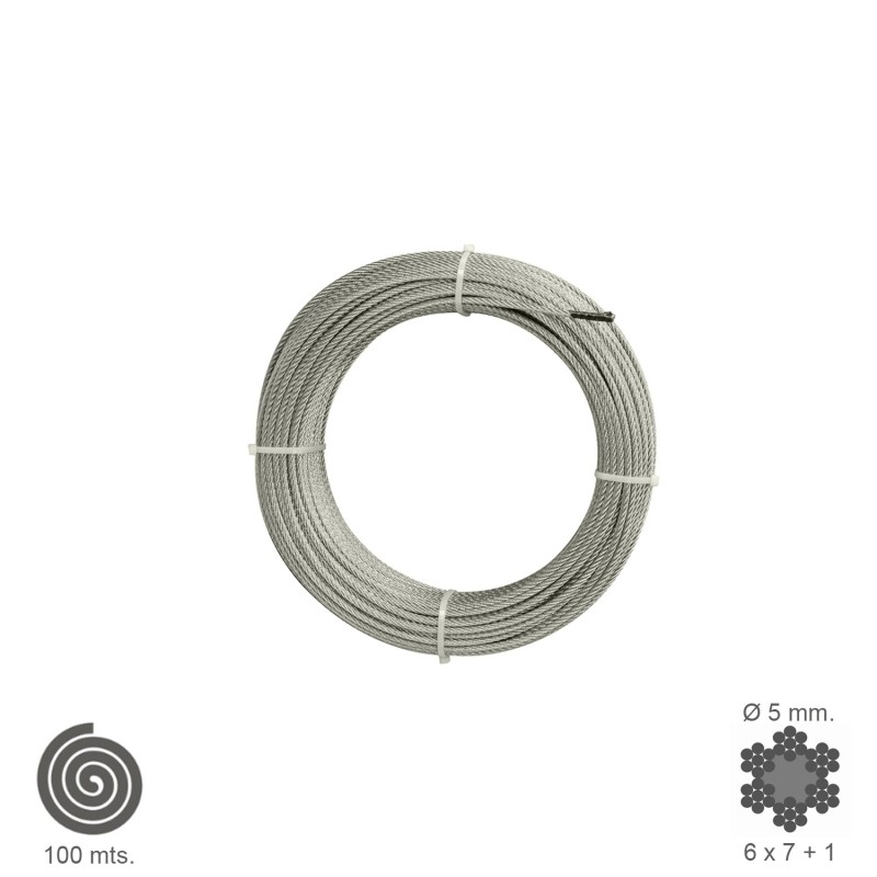Cable Galvanizado   5 mm, (Rollo 100 Metros) No Elevacion