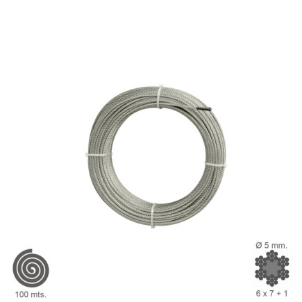 Cable Galvanizado   5 mm, (Rollo 100 Metros) No Elevacion