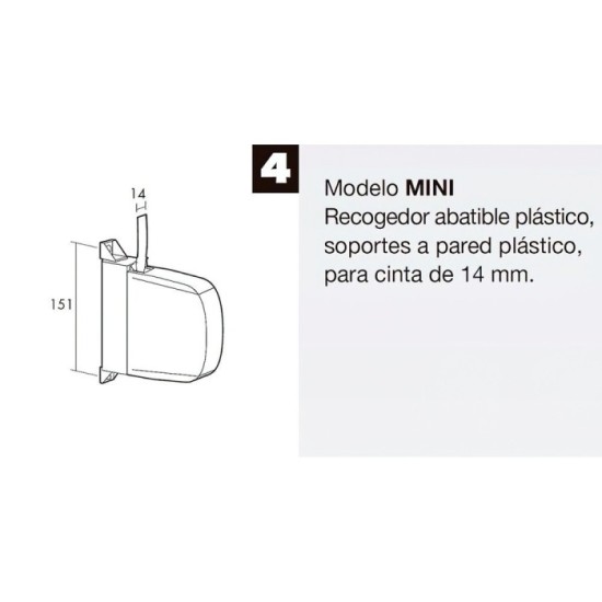 Recogedor Persiana Mini  6 Metros Abatible Cinta 14 mm, al por Mayor | Almacén de Ferretería