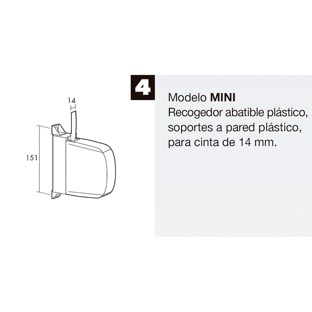 Recogedor Persiana Mini  6 Metros Abatible Cinta 14 mm, al por Mayor | Almacén de Ferretería