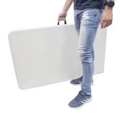 Mesa Plegable Rectangular HDPE Multifuncional, Portatil, Resistente,Multiusos 244x76x74 cm, Color Blanco