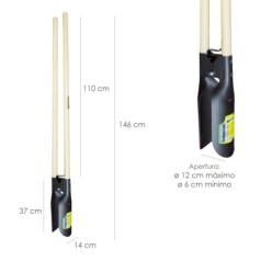 Cavahoyos Acero Forjado Con Mango Madera 146 cm, Plantador, Cava Hoyos,sembradora, Plantadora, Cava Poste, Siembra Bulbos,