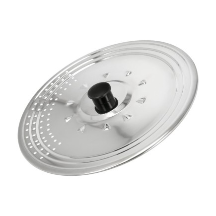 Tapadera Multiusos Acero Inoxidable Ø 28 cm, Uso Tapa Anti Salpicaduras y Escurridor, Tapadera Adpatable Diferentes Medidas