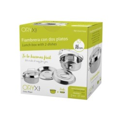 Fiambrera Metalica De Acero Inoxidable Con 2 Platos Ø 16 cm, Lunch Box, Fiambrera Metalica, Porta Alimentos Metalico,