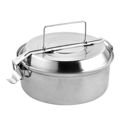 Fiambrera Metalica De Acero Inoxidable Con 2 Platos Ø 18 cm, Lunch Box, Fiambrera Metalica, Porta Alimentos Metalico,