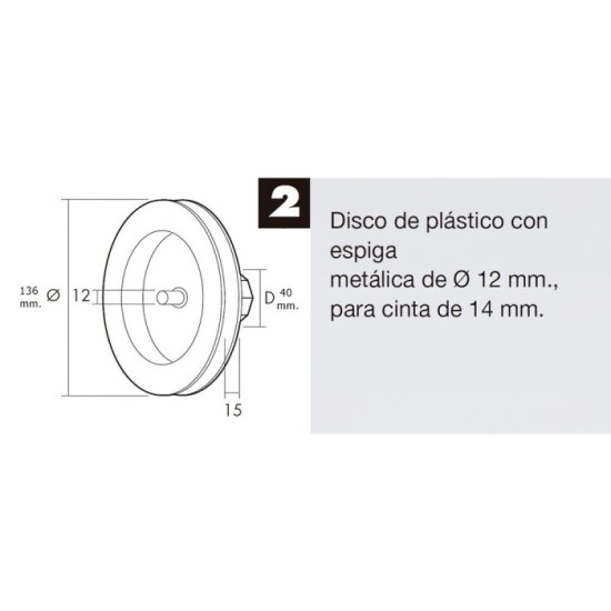 Disco Persiana Plastico Espiga Metalica 136x40 mm, Cinta 14 mm, al por Mayor | Almacén de Ferretería
