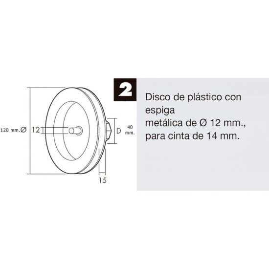 Disco Persiana Plastico Espiga Metalica 120x40 mm, Cinta 14 mm, al por Mayor | Almacén de Ferretería
