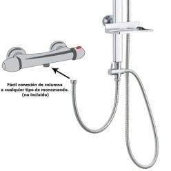 Columna Ducha Universal Multifuncional Completa Cuadrada, Acero inoxidable, Rociador Alcachofa Efecto Lluvia 22,5x22,5 cm,