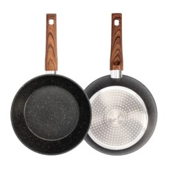 Sarten Aluminio Forjado Antiadherente Ø 24 x 7 cm, Mango Engomado / 5 capas / Acabado Piedra / Apta Para Todo Tipo de Cocinas