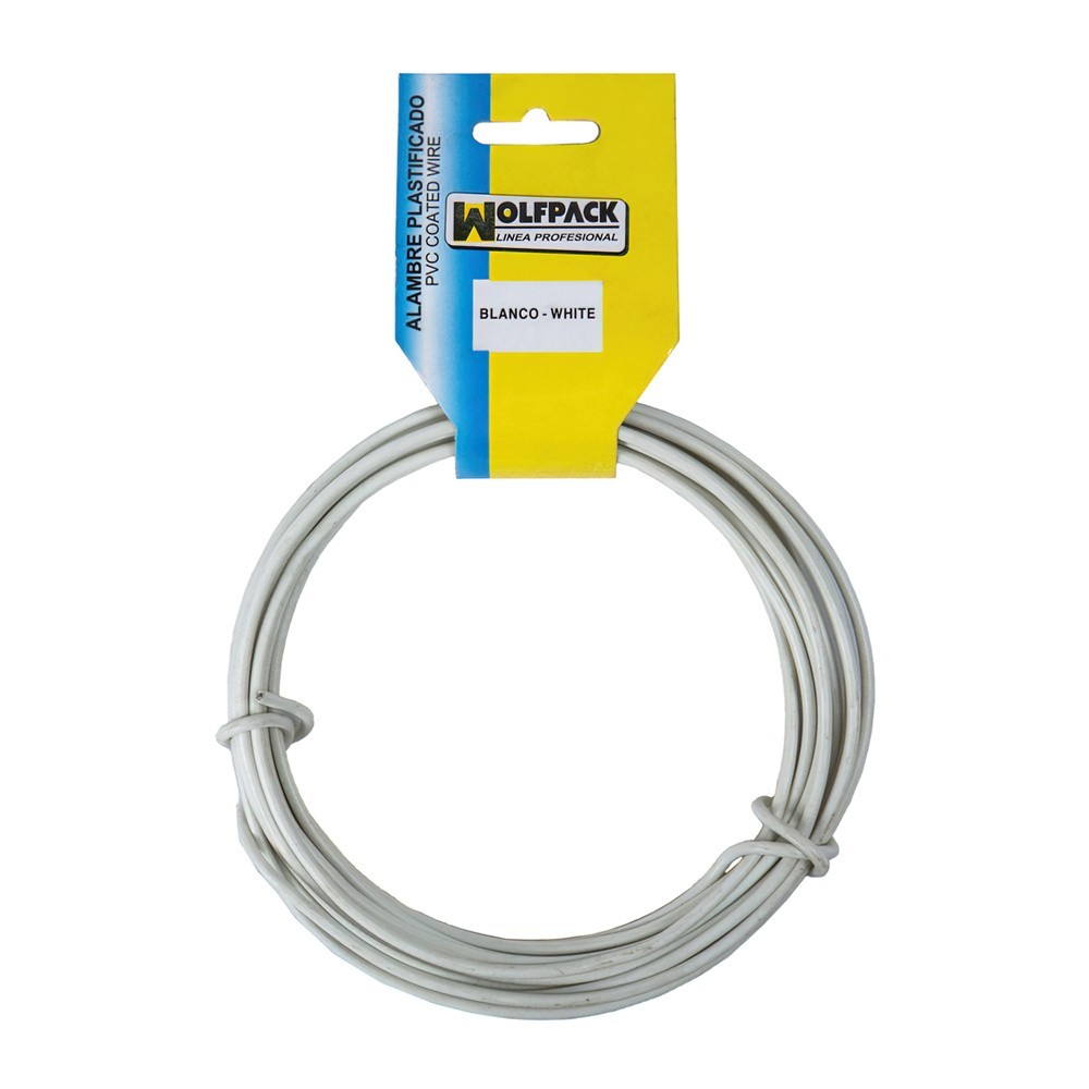 Alambre Plastificado (Rollo 10 Metros) Blanco Nº 16 / 2,7 mm, al por Mayor | Almacén de Ferretería
