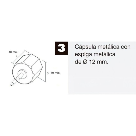 Capsula Persiana Metalica Con Espiga Para Eje 60 mm, al por Mayor | Almacén de Ferretería