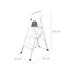 Escalerilla Acero 3 Peldaños Uso Doméstico,Escalerilla blanca
