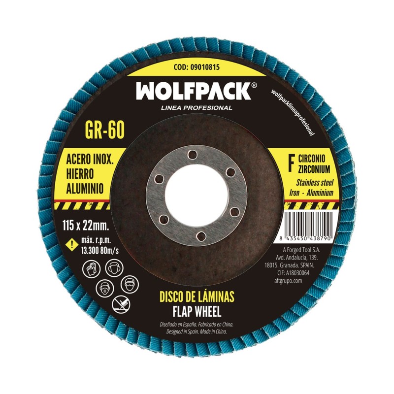 Disco Laminas Abrasivo Para Amoladora Ø 115 mm, Grano 60 Disco Laminado Acero, Disco Lija Acero Inoxidable, Disco Pulidor Acero