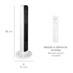 Calefactor Termoventilador Ceramico Oscilante Torre 1000 / 2000 W, Altura 88 cm,