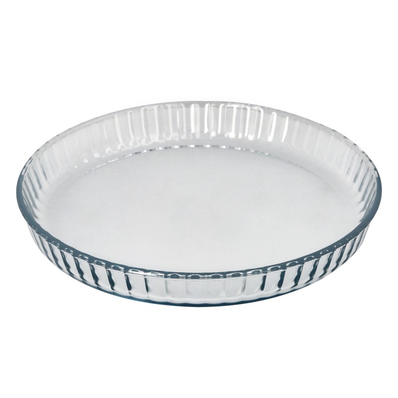 Molde Rizado Horno Cristal Borosilicato Ø 28 cm, Ideal Postres, Cocina, Resposteria, Tartas, Quiche, Libre BPA