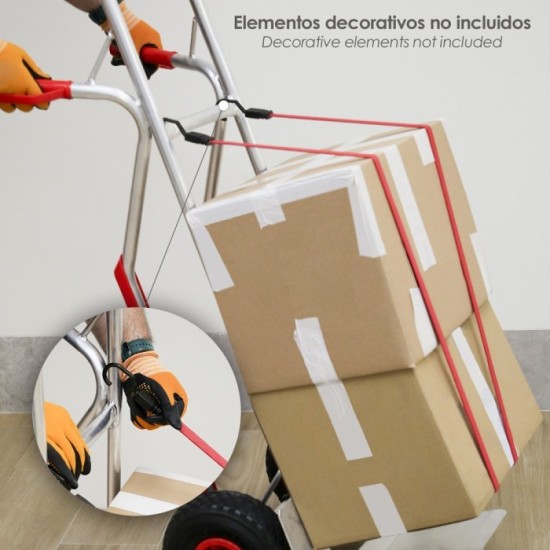 Pulpo De Goma Plano Reforzado 1,5 metro (2 unidades) 100% Latex, Capacidad Amarre 200 Newtons Gomas Elasticas, Cuerda Elastica, 