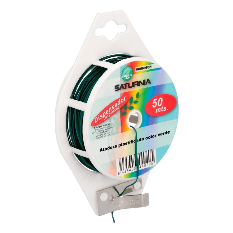 Atadura Plastificada Con Dispensador De 50 Metros, Ideal Para Entutorar, Jardin, Bonsais, Macetas, etc, Flexible y Duradero,