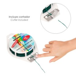 Atadura Plastificada Con Dispensador De 50 Metros, Ideal Para Entutorar, Jardin, Bonsais, Macetas, etc, Flexible y Duradero,