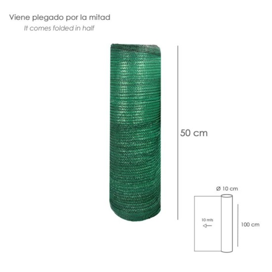 Malla Sombreo Rollo 1,0 x 10 Metros, Reduce Radiación, Protección Jardín y Terraza, Regula Temperatura, Color Verde Claro al por