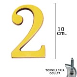 Numero Latón "2" 10 cm, con Tornilleria Oculta (Blister 1 Pieza) al por Mayor | Almacén de Ferretería
