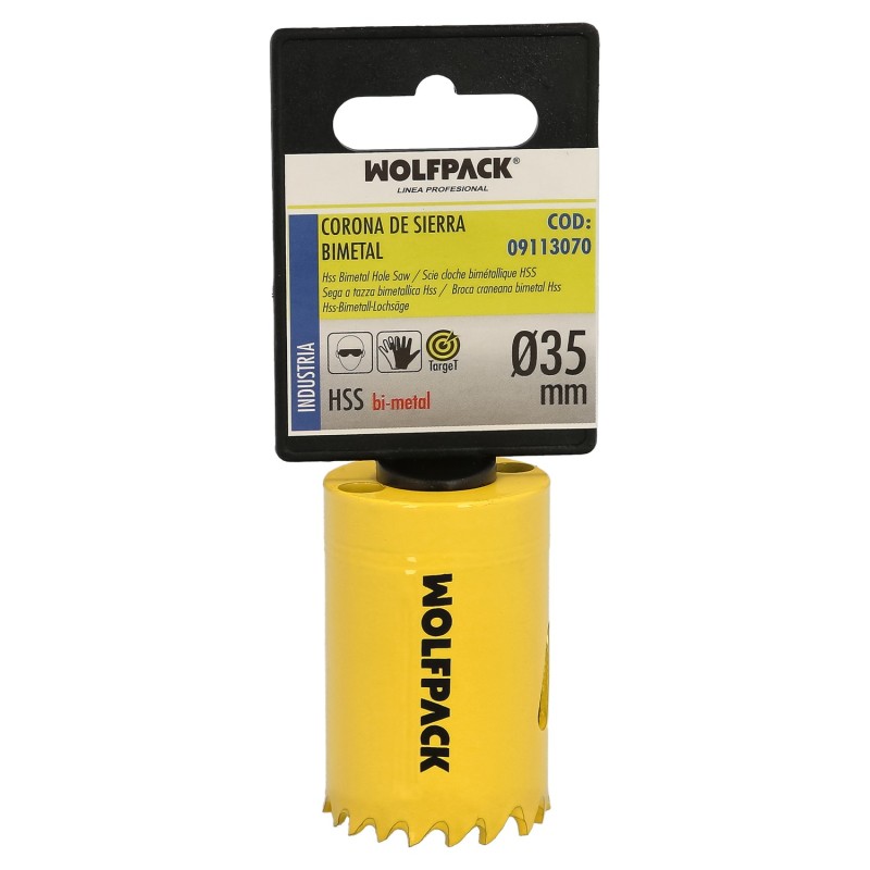 Corona Sierra Bimetal Ø 35 mm, Templado Termico, Base Reforzada, Corona Madera, Broca Agujeros Madera, Acero, Hierro, Plasticos