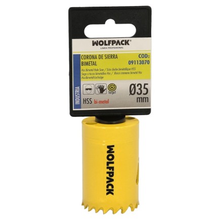 Corona Sierra Bimetal Ø 35 mm, Templado Termico, Base Reforzada, Corona Madera, Broca Agujeros Madera, Acero, Hierro, Plasticos