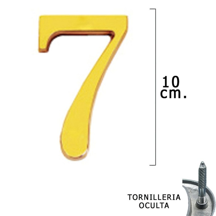 Numero Latón "7" 10 cm, con Tornilleria Oculta (Blister 1 Pieza) al por Mayor | Almacén de Ferretería