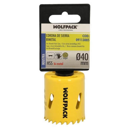 Corona Sierra Bimetal Ø 40 mm, Templado Termico, Base Reforzada, Corona Madera, Broca Agujeros Madera, Acero, Hierro, Plasticos