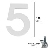 Numero Metal "5" Plateado Mate 10 cm, con Tornilleria Oculta (Blister 1 Pieza) al por Mayor | Almacén de Ferretería