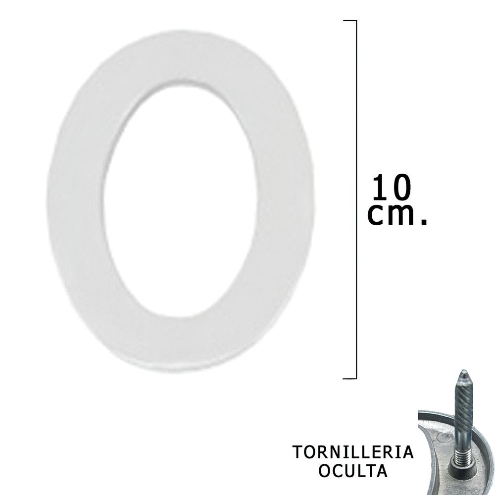 Numero Metal "0" Plateado Mate 10 cm, con Tornilleria Oculta (Blister 1 Pieza) al por Mayor | Almacén de Ferretería