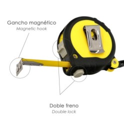 Flexometro Gummy Grip Con Doble Freno Longitud 3 Metros Ancho 16 mm, Magnetico,Metro Medición, Metro Magnetico, Hogar, Bricolaje