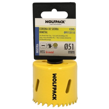 Corona Sierra Bimetal Ø 51 mm, Templado Termico, Base Reforzada, Corona Madera, Broca Agujeros Madera, Acero, Hierro, Plasticos