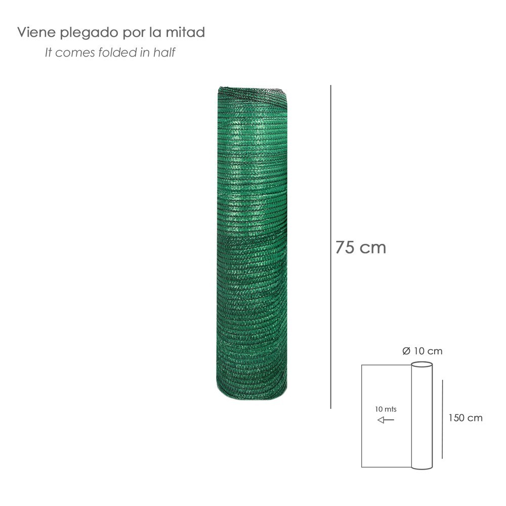 Malla Sombreo Rollo 1,5 x 10 Metros, Reduce Radiación, Protección Jardín y Terraza, Regula Temperatura, Color Verde Claro al por