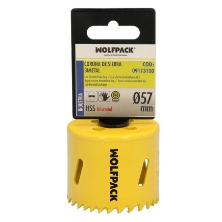 Corona Sierra Bimetal Ø 57 mm, Templado Termico, Base Reforzada, Corona Madera, Broca Agujeros Madera, Acero, Hierro, Plasticos