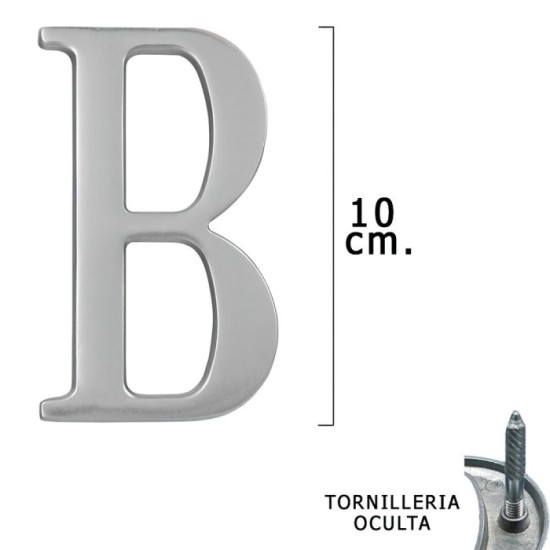 Letra Metal "B" Plateada Mate 10 cm, con Tornilleria Oculta (Blister 1 Pieza) al por Mayor | Almacén de Ferretería