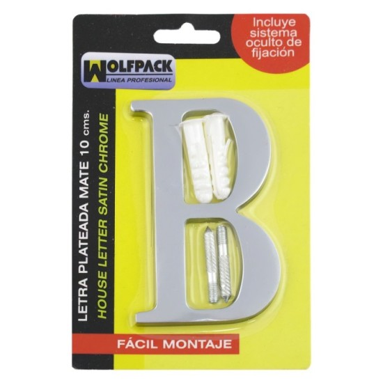 Letra Metal "B" Plateada Mate 10 cm, con Tornilleria Oculta (Blister 1 Pieza) al por Mayor | Almacén de Ferretería