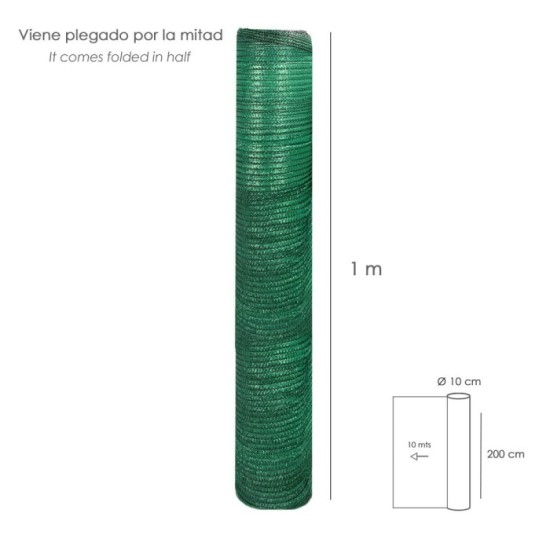 Malla Sombreo Rollo 2,0 x 10 Metros, Reduce Radiación, Protección Jardín y Terraza, Regula Temperatura, Color Verde Claro al por