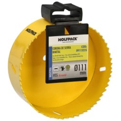 Corona Sierra Bimetal Ø 111 mm, Templado Termico, Base Reforzada, Corona Madera, Broca Agujeros Madera, Acero, Hierro, Plasticos