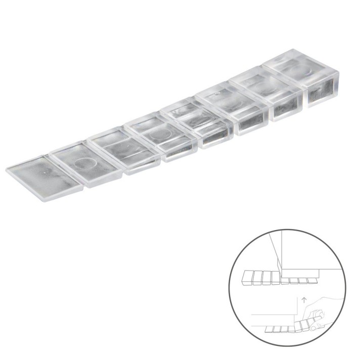 Cuñas Calza Muebles Ajustable / Recortable Transparente (Blister 9 Piezas) al por Mayor | Almacén de Ferretería