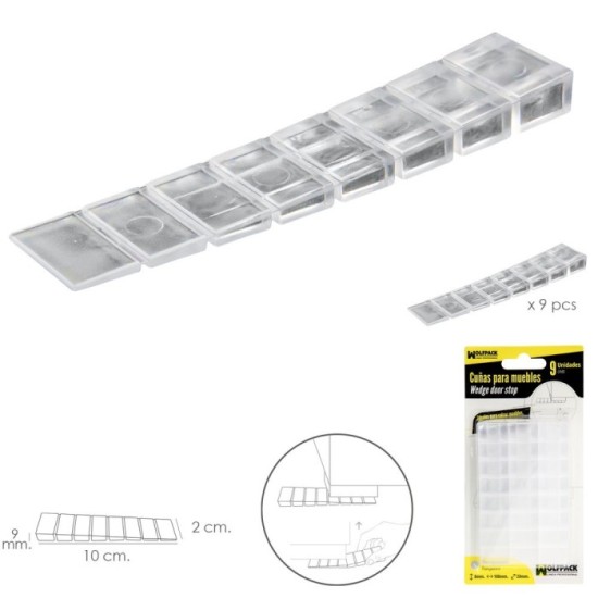 Cuñas Calza Muebles Ajustable / Recortable Transparente (Blister 9 Piezas) al por Mayor | Almacén de Ferretería