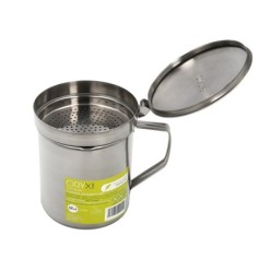 Grasera Acero Inoxidable Para Pescado Aceitera Aceite Usado 0,5 L, Con Colador y Tapa, Recipiente Reciclaje Aceite Usado Pescado